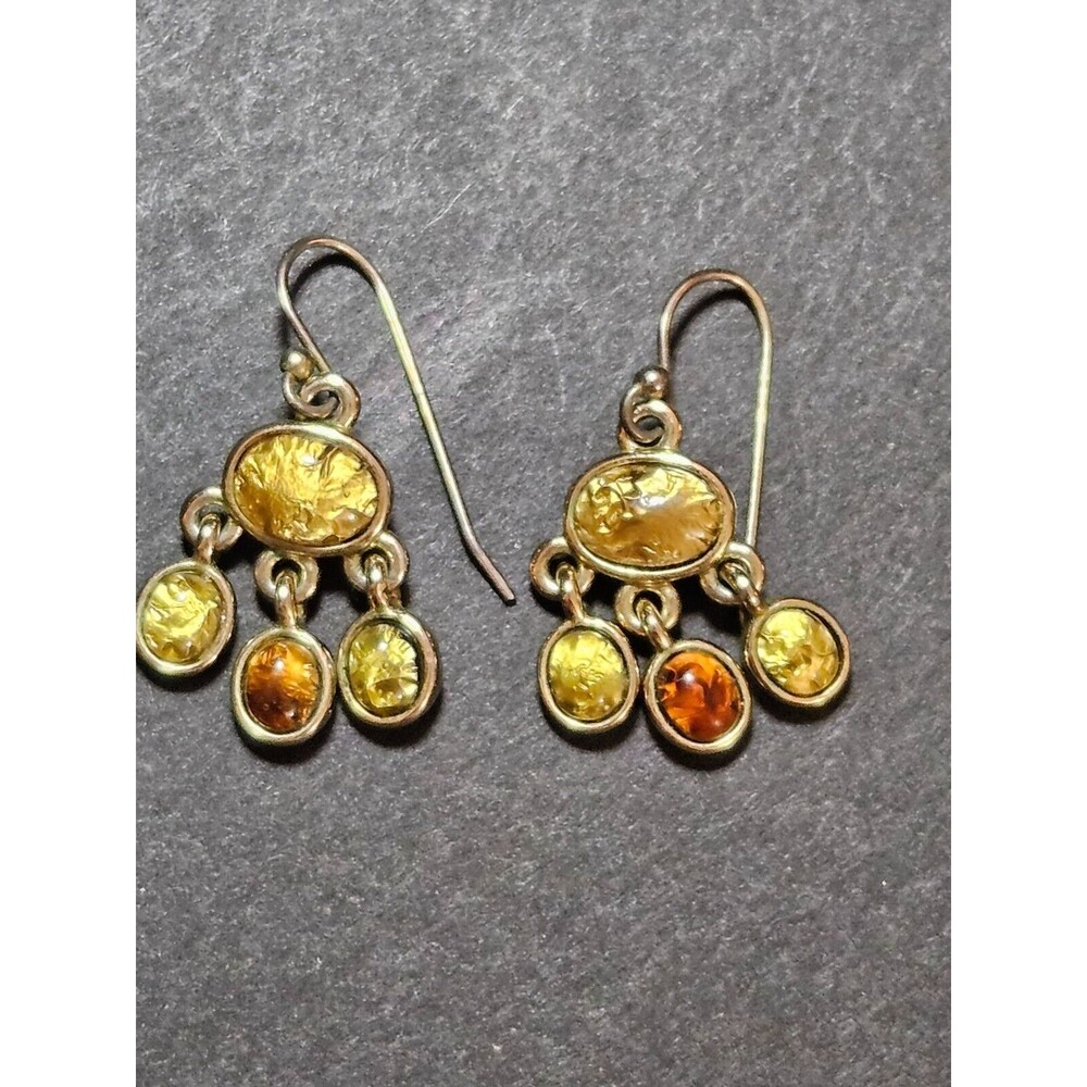 Liz Claiborne silver tone green dangling earrings